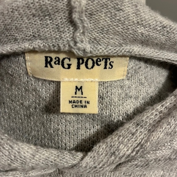 Rag Poets Gray Hooded Long Sleeve Sweater, Size Medium - Picture 7 of 7